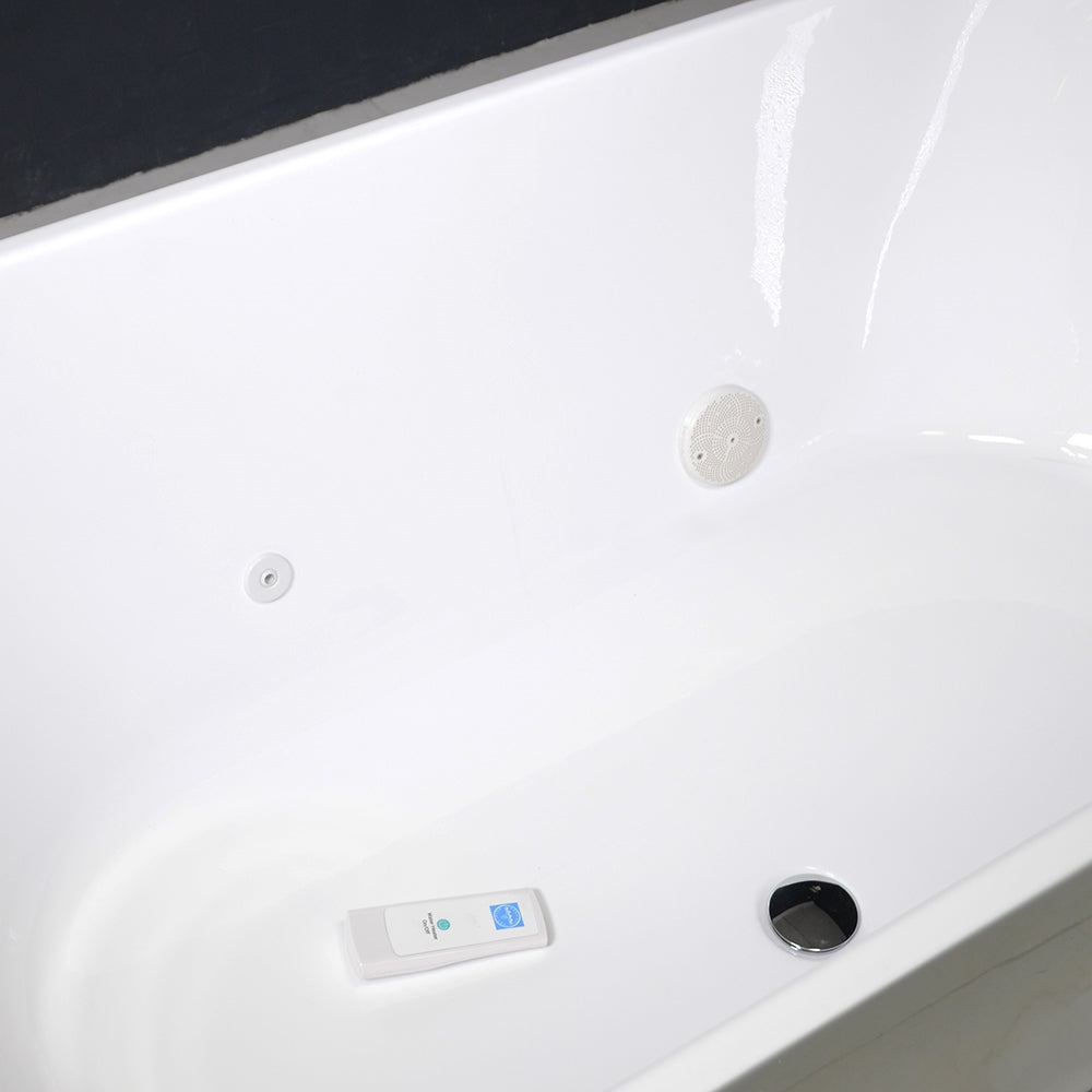 “SanSiro Non-Jetted Water Heated Napoli67CWH” 67 x 32 inch Center Back Drain Acrylic Freestanding Soaker Tub