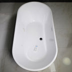 “SanSiro Non-Jetted Water Heated Napoli67CWH” 67 x 32 inch Center Back Drain Acrylic Freestanding Soaker Tub