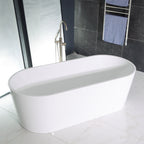 “SanSiro Non-Jetted Water Heated Napoli63CWH” 63 x 30 inch Center Back Drain Acrylic Freestanding Soaker Tub
