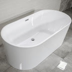 “SanSiro Non-Jetted Water Heated Napoli63CWH” 63 x 30 inch Center Back Drain Acrylic Freestanding Soaker Tub