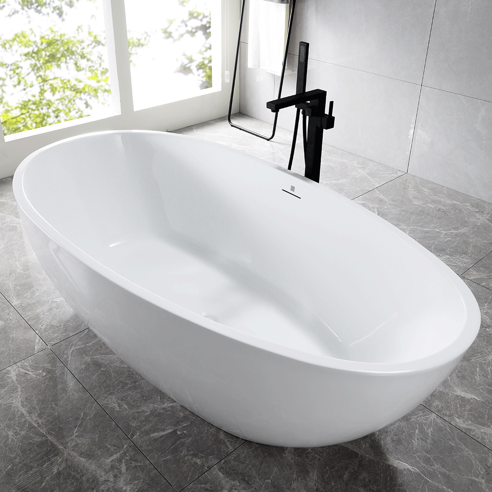 “SanSiro Palermo71CB” 71 x 36 inch “Foam Insulated Cavity Walls” Acrylic Freestanding Bathtub