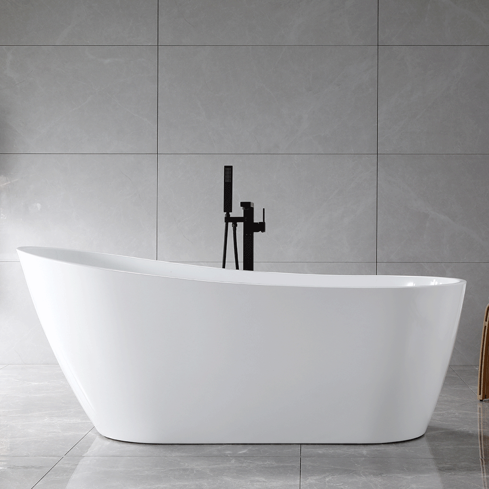 “SanSiro Roma59E” 59 x 29 inch “Foam Insulated Cavity Walls” Acrylic Freestanding Bathtub