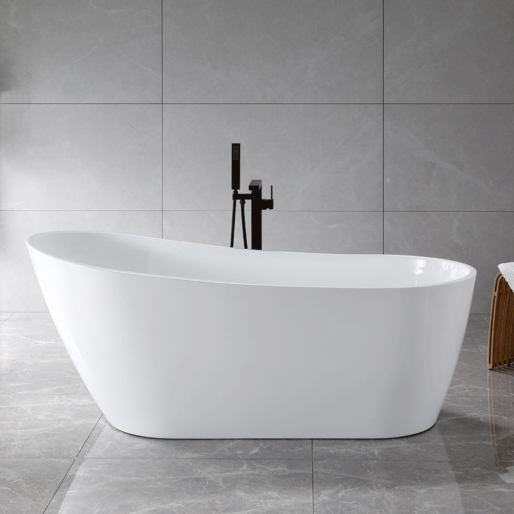 “SanSiro Roma59E” 59 x 29 inch “Foam Insulated Cavity Walls” Acrylic Freestanding Bathtub