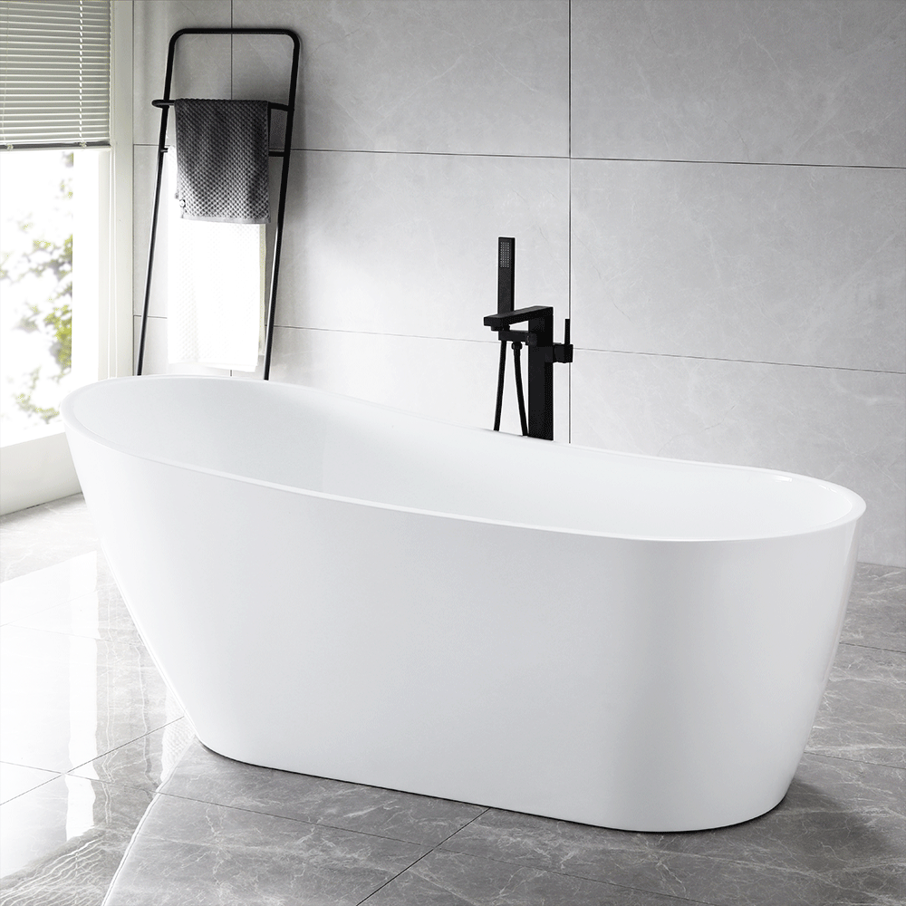 “SanSiro Roma67E” 67 x 32 inch “Foam Insulated Cavity Walls” Acrylic Freestanding Bathtub