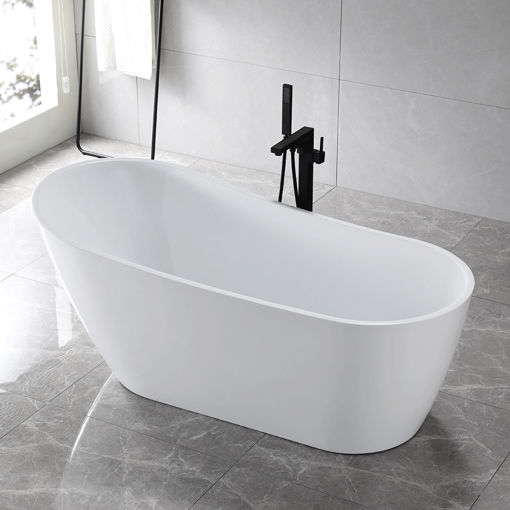 “SanSiro Roma67E” 67 x 32 inch “Foam Insulated Cavity Walls” Acrylic Freestanding Bathtub