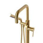 “The Waterlands No.017BB” Freestanding Floor Mounted Tub Faucet in Brushed Brass