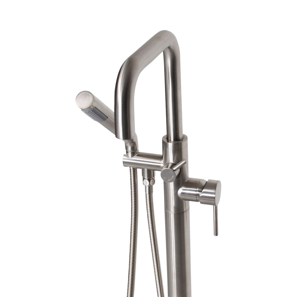 “The Waterlands No.017BN” Freestanding Floor Mounted Tub Faucet in Brushed Nickel
