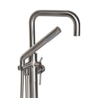 “The Waterlands No.017BN” Freestanding Floor Mounted Tub Faucet in Brushed Nickel