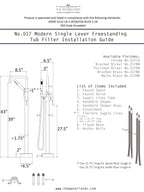 “The Waterlands No.017PN” Freestanding Floor Mounted Tub Faucet in Polished Nickel