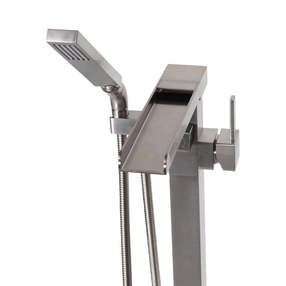 “The Waterlands No.041BN” Freestanding Floor Mounted Tub Faucet in Brushed Nickel