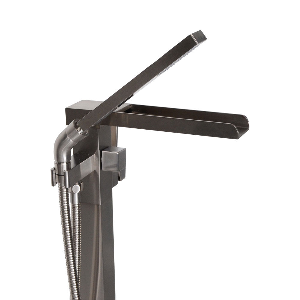 “The Waterlands No.041BN” Freestanding Floor Mounted Tub Faucet in Brushed Nickel