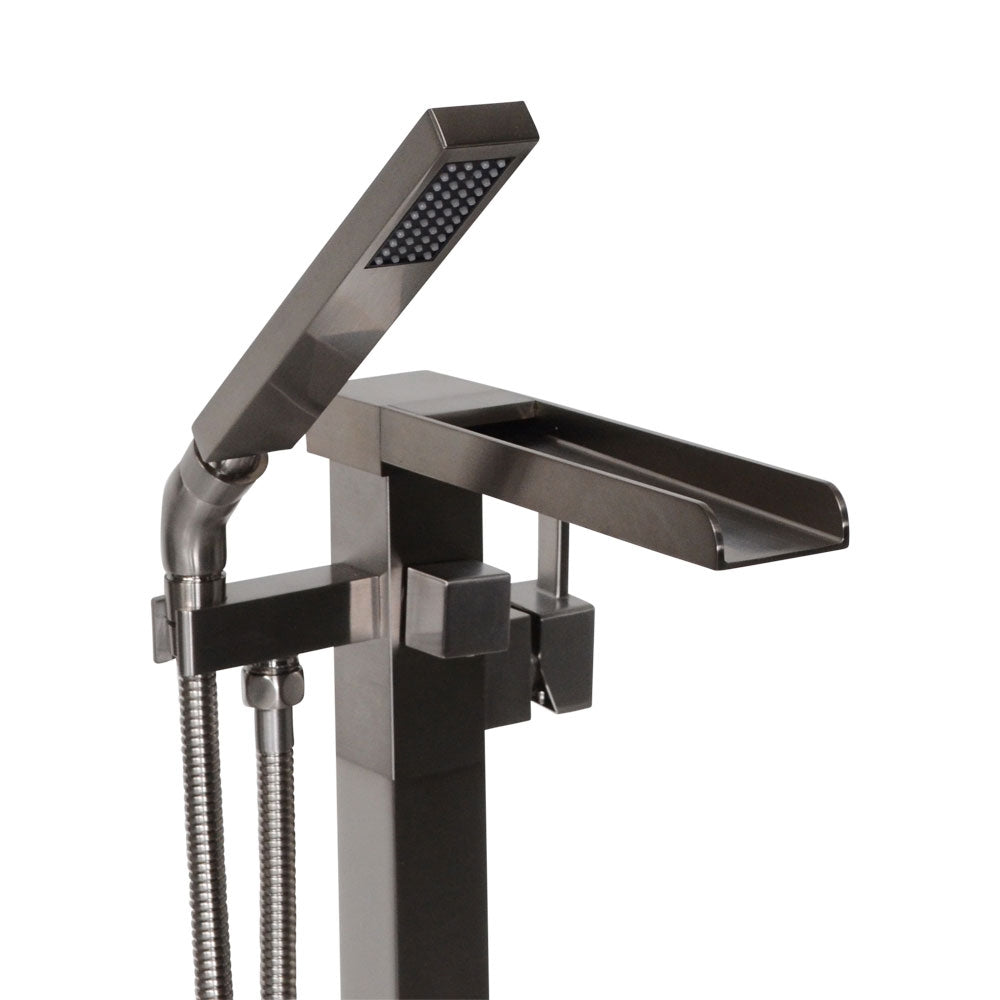 “The Waterlands No.041BN” Freestanding Floor Mounted Tub Faucet in Brushed Nickel