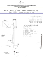 “The Waterlands No.041BN” Freestanding Floor Mounted Tub Faucet in Brushed Nickel