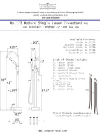 “The Waterlands No.172MB” Freestanding Floor Mounted Tub Faucet in Matte Black