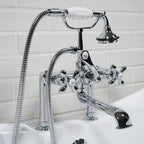 “Victoriana Deck Mounted British Telephone Style Tub Faucet” with Handheld Shower in Chrome