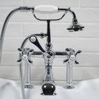 “Victoriana Deck Mounted British Telephone Style Tub Faucet” with Handheld Shower in Chrome