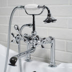 “Victoriana Deck Mounted British Telephone Style Tub Faucet” with Handheld Shower in Chrome