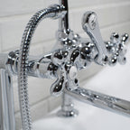 “Victoriana Deck Mounted British Telephone Style Tub Faucet” with Handheld Shower in Chrome