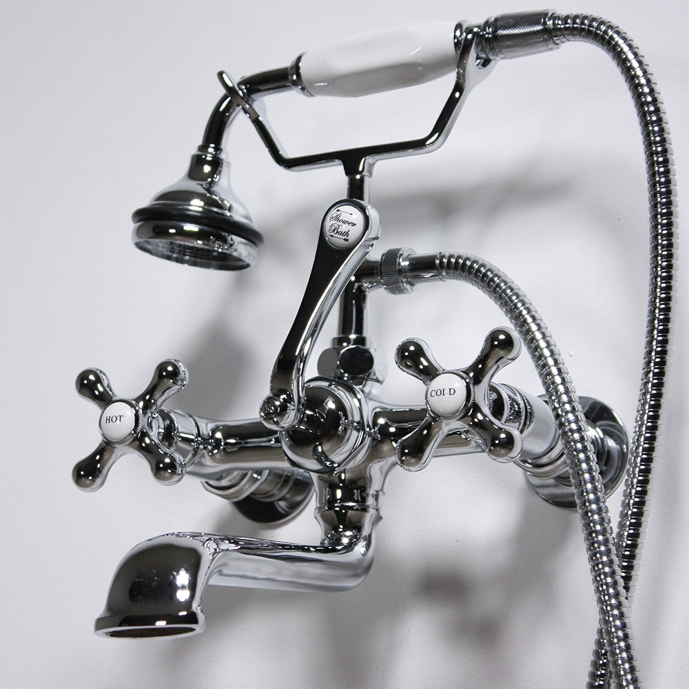 VF110TWMCHR “Victoriana Wall Mount Tub Faucet” with Handheld Shower in Chrome