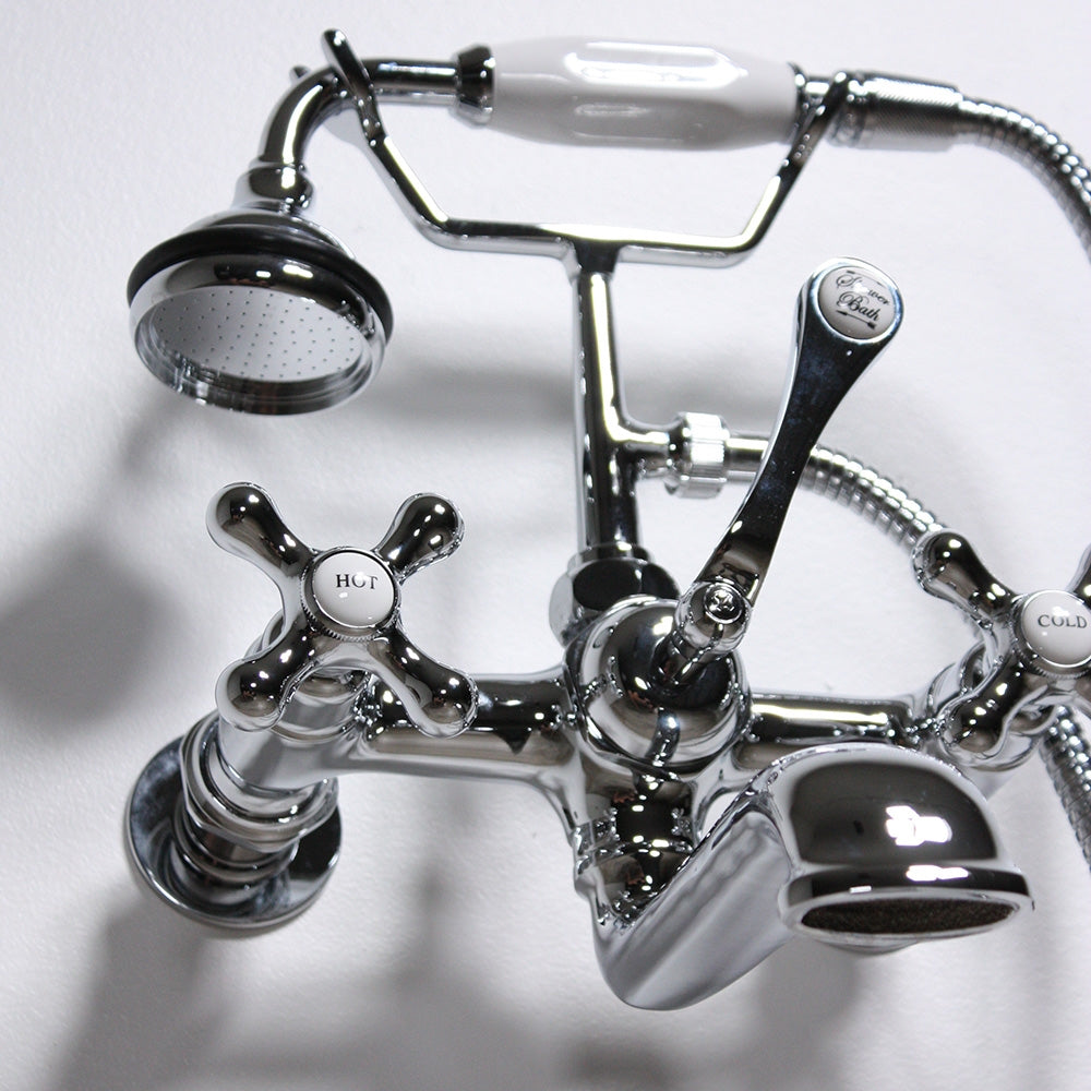 VF110TWMCHR “Victoriana Wall Mount Tub Faucet” with Handheld Shower in Chrome