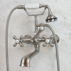 VF110TWMBN “Victoriana Wall Mount Tub Faucet” with Handheld Shower in Brushed Nickel