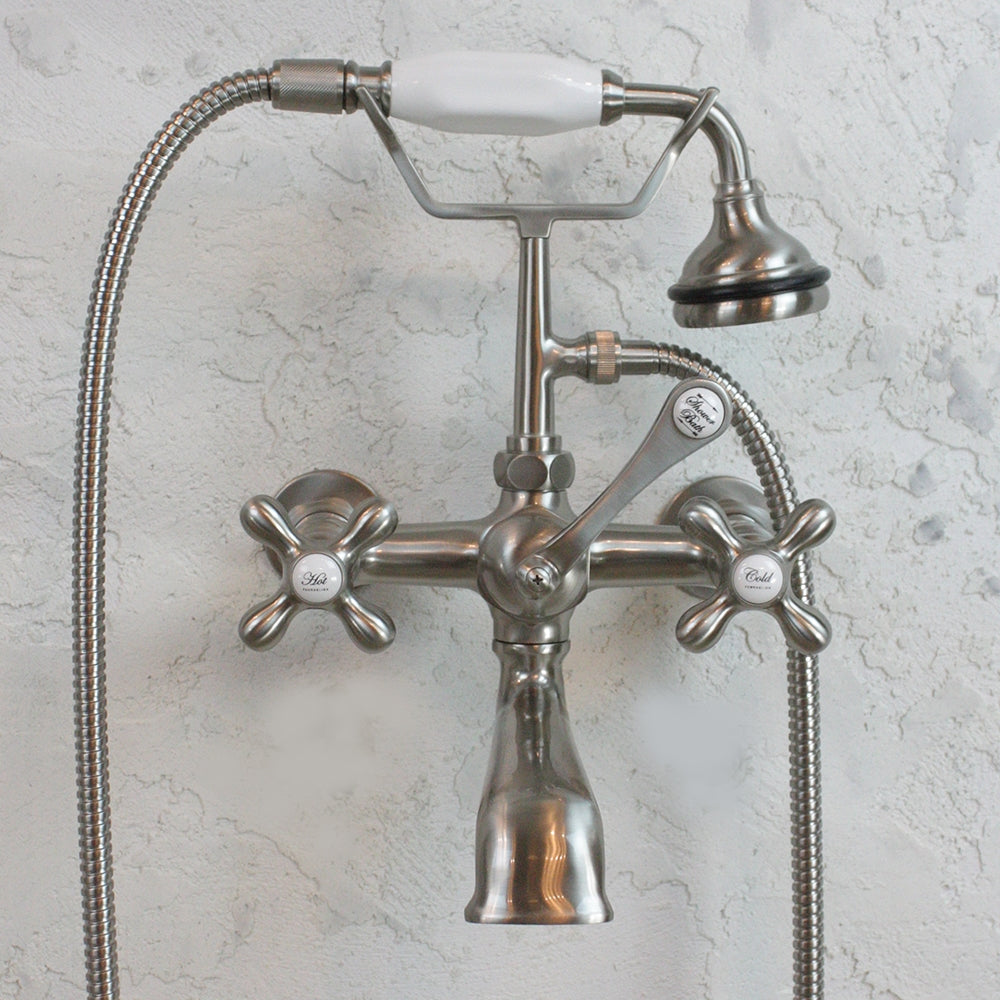 VF110TWMBN “Victoriana Wall Mount Tub Faucet” with Handheld Shower in Brushed Nickel