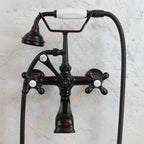 VF110TWMMB “Victoriana Wall Mount Tub Faucet” with Handheld Shower in Matte Black