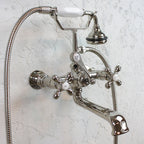 VF110TWMPN “Victoriana Wall Mount Tub Faucet” with Handheld Shower in Polished Nickel