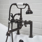 “Victoriana Deck Mounted British Telephone Style Tub Faucet” with Handheld Shower in Oil Rubbed Bronze