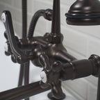 “Victoriana Deck Mounted British Telephone Style Tub Faucet” with Handheld Shower in Matte Black