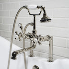 VF110TPN “Victoriana Deck Mount Tub Faucet” with Handheld Shower in Polished Nickel