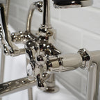 VF110TPN “Victoriana Deck Mount Tub Faucet” with Handheld Shower in Polished Nickel