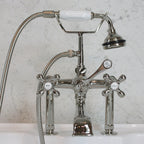 VF110TPN “Victoriana Deck Mount Tub Faucet” with Handheld Shower in Polished Nickel