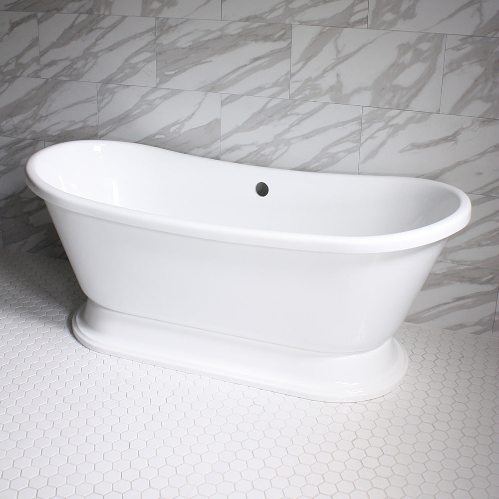 “SanSiro Christoforo WHPD59” Freestanding 59 Inch “Variable Speed Air Jetted” French Bateau Tub
