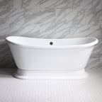 “SanSiro Christoforo WHPD59” Freestanding 59 Inch “Variable Speed Air Jetted” French Bateau Tub