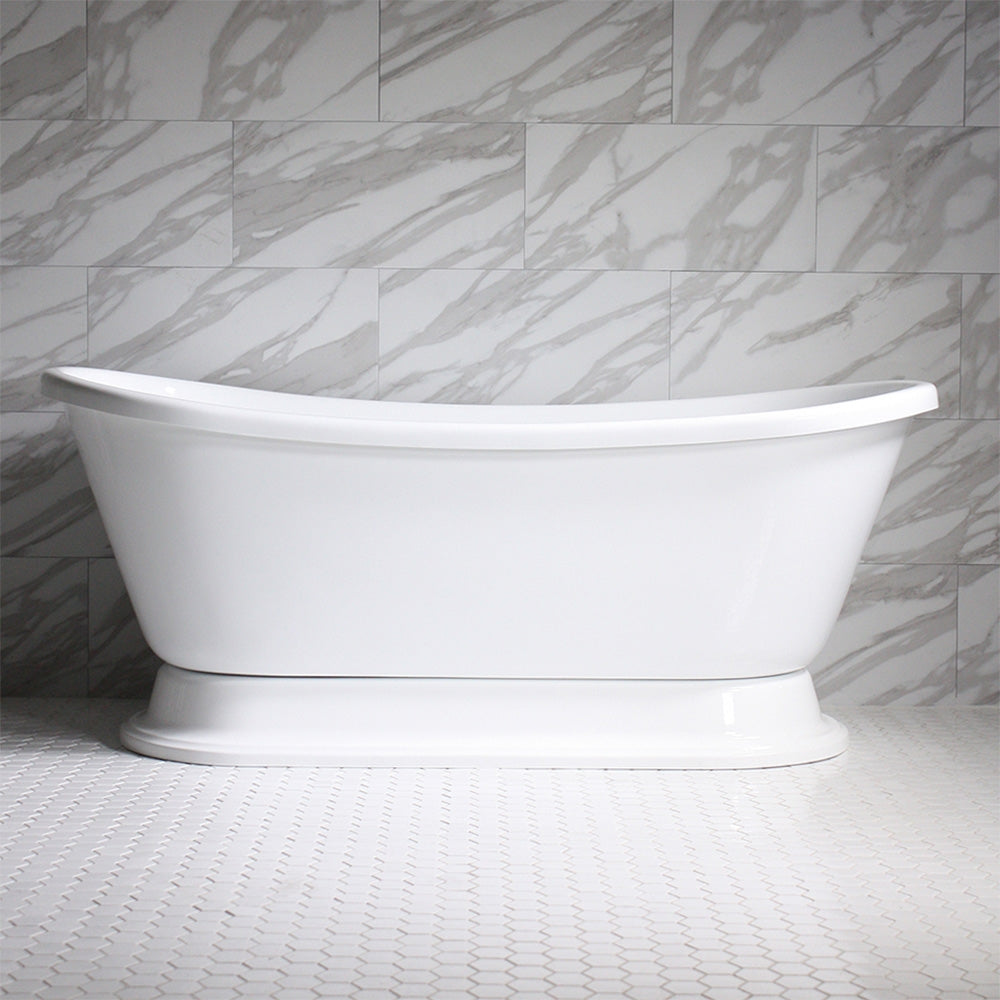 “SanSiro Christoforo WHPD67” Freestanding 67 Inch “Variable Speed Air Jetted” French Bateau Tub