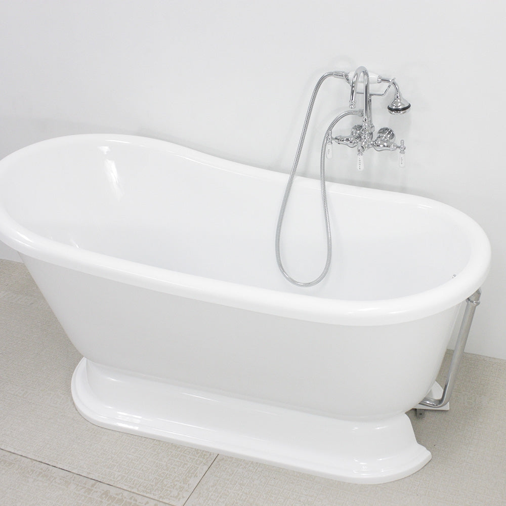 “SanSiro VTASW54” Freestanding 54 Inch “Variable Speed Air Jetted” Swedish Slipper Pedetsal Tub