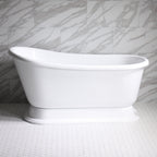 “SanSiro VTASW58” Freestanding 58 Inch “Variable Speed Air Jetted” Swedish Slipper Pedestal Tub