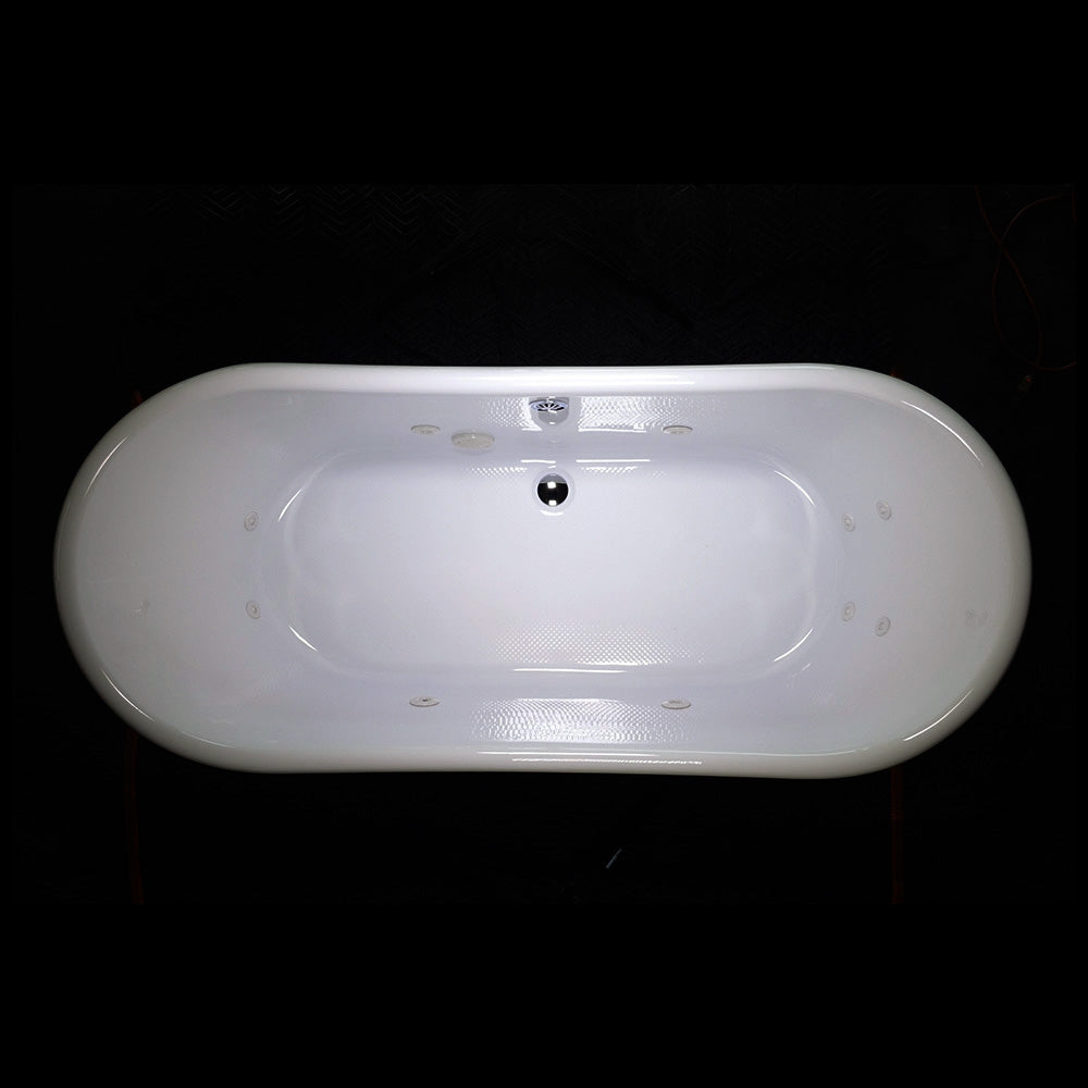 “SanSiro Marseille W67PC” 67 Inch “Water Jetted” Mirror Polished Solid Copper Shell French Bateau Bathtub with 3/4" Thick CoreAcryl Acrylic Interior