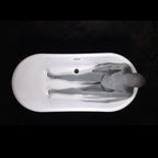 “SanSiro Marseille W67VG” 67 Inch “Water Jetted” Verdigris Aged Solid Copper Shell French Bateau Bathtub with 3/4" Thick CoreAcryl Acrylic Interior