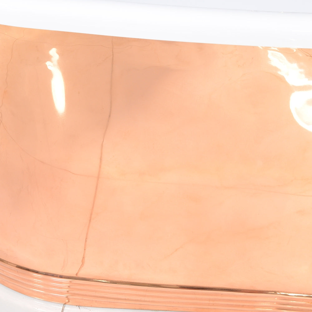 “SanSiro Marseille W73PC” 73 Inch “Water Jetted” Mirror Polished Solid Copper Shell French Bateau Bathtub with 3/4" Thick CoreAcryl Acrylic Interior